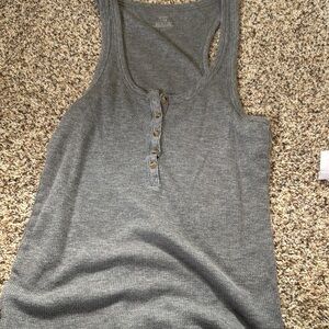 Gray Sleeveless Henley Top